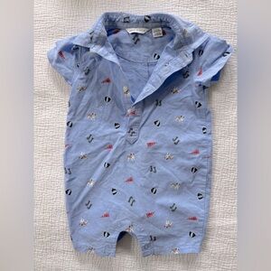 Janie and jack nautical prep shortie onesie cotton 3-6 month size baby boy